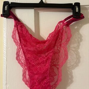 Victorias Secret Hot Pink Rhinestone Lace Bikini Panty